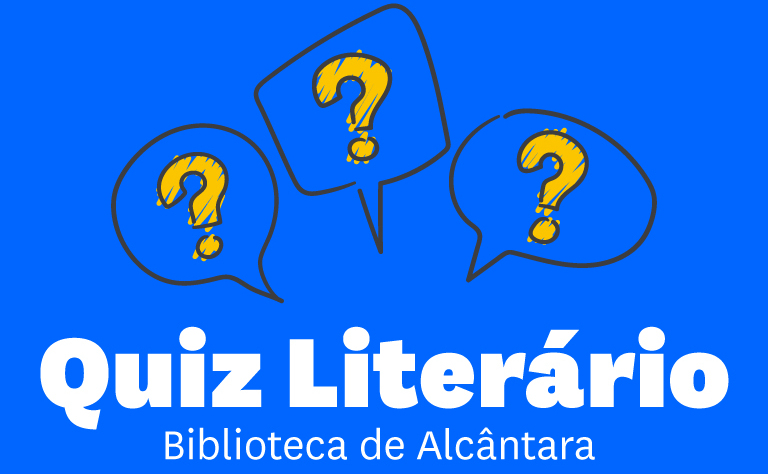 Imagem com 3 pontos de interrogação e o título 'Quiz Literário'.