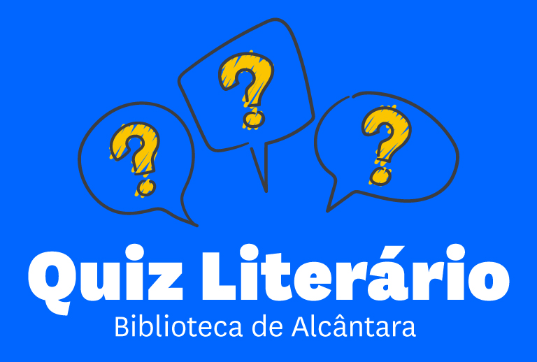 Imagem com 3 pontos de interrogação e o título 'Quiz Literário'.