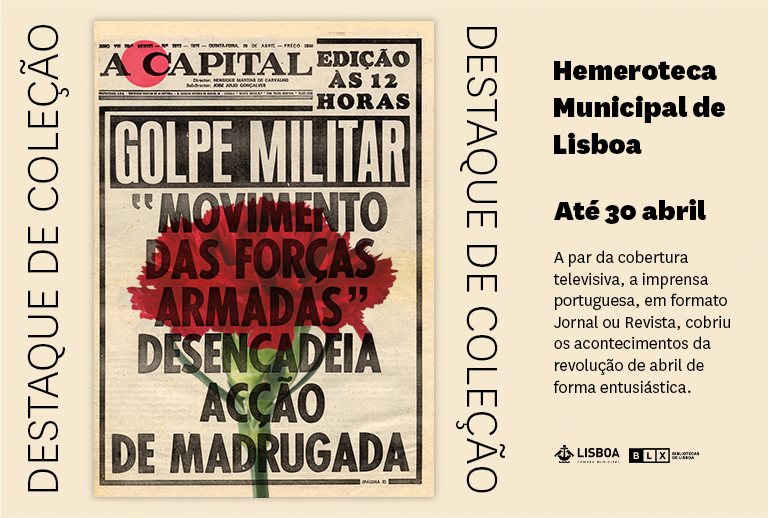 Capa do jornal "A Capital" do dia 25 de abril de 1974, com o título "Golpe militar"