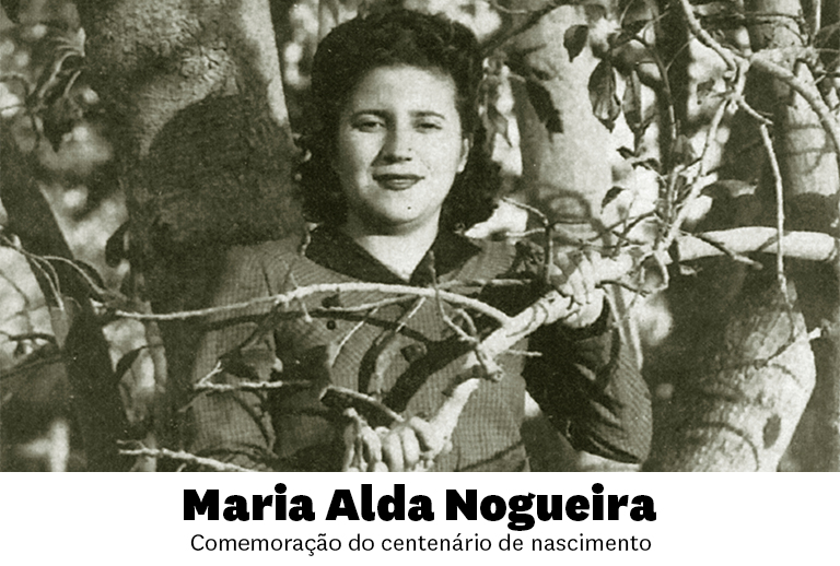 Retrato a preto e branco de Maria Alda Nogueira.