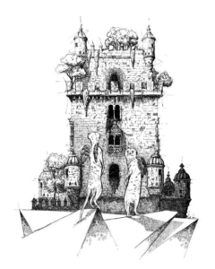 Torre de Belém desenhada pelo artista Adão Conde.