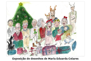 Exposição de desenhos da artista Maria Eduarda Colares, na Biblioteca dos Coruchéus.