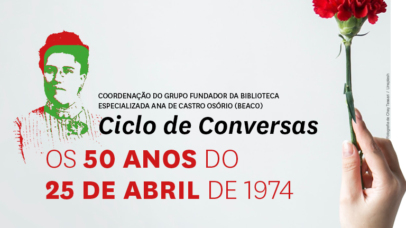 Imagem com o retrato de Ana de Castro Osório e o texto com a divulgação do evento.