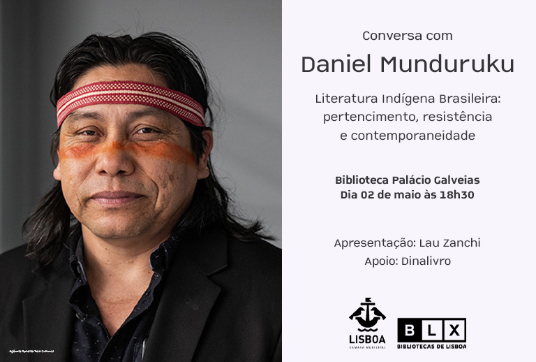 Imagem com o retrato de Daniel Munduruku. Direitos reservados.