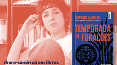 Imagem com retrato a sépia de Fernanda Melchor.