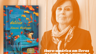 Imagem com o retrato de Laura Restrepo e capa de um dos livros da autora. Direitos reservados.