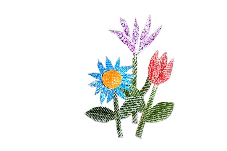 Imagem com desenho de três flores. Direitos reservados.