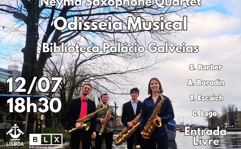 Imagem com a fotografia do quarteto musical.