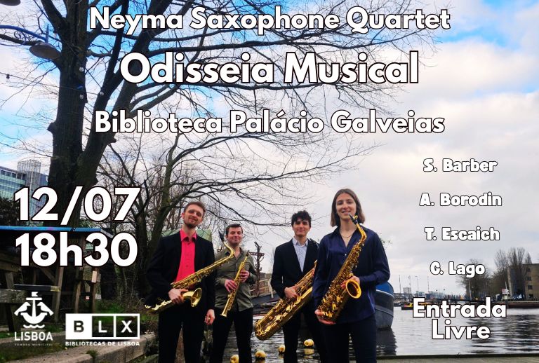 Imagem com a fotografia do quarteto musical.