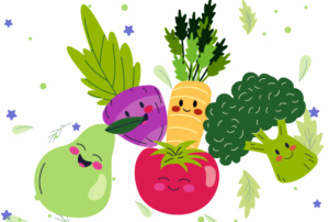 Imagem com ilustrações de vegetais.