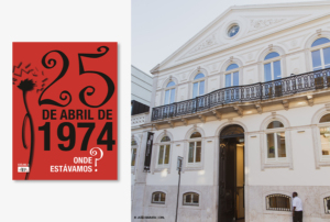 Imagem com vista parcial da fachada e a capa do livro.