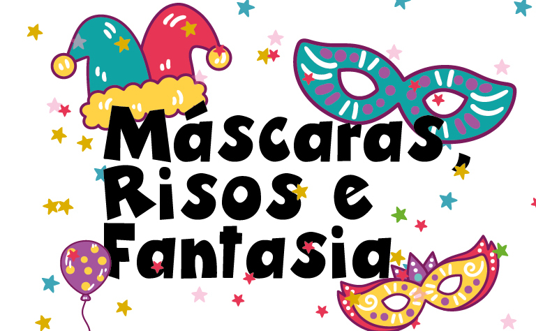 Imagem com artigos de Carnaval.