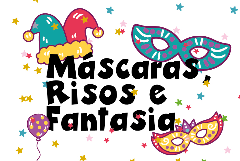 Imagem com artigos de Carnaval.