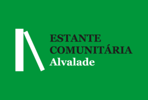 Imagem com texto: Estante Comunitária de Alvalade