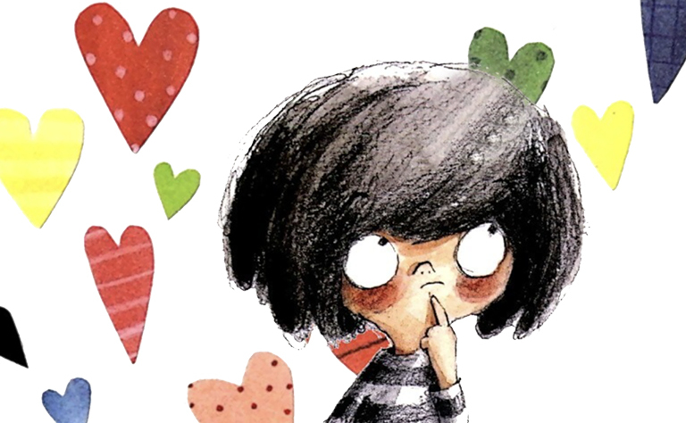 Imagem com pormenor da ilustração do livro De que cor é um beijinho