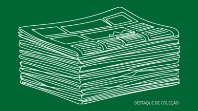 Imagem com o desenho de uma pilha de jornais.