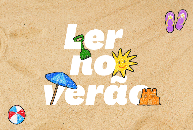 Imagem com o texto 'Ler no Verão' e desenhos alusivos à época balnear.