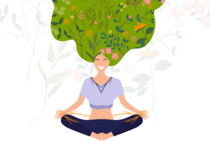 Imagem com a ilustração de uma pessoa em posição de concentração.