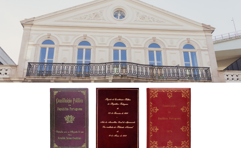 Imagem com as capas das três constituições