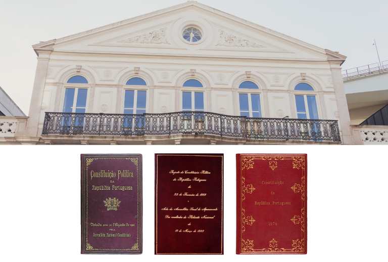 Imagem com as capas das três constituições