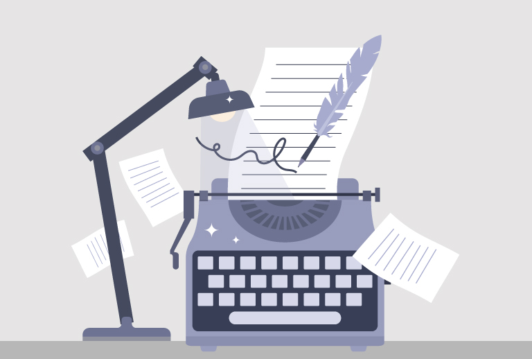 Imagem com o desenho de uma máquina de escrever.