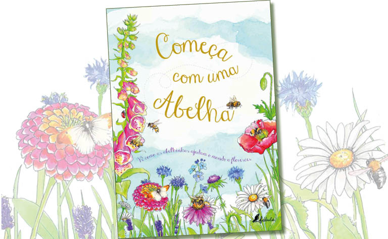 Imagem com capa do livro Começa com uma abelha