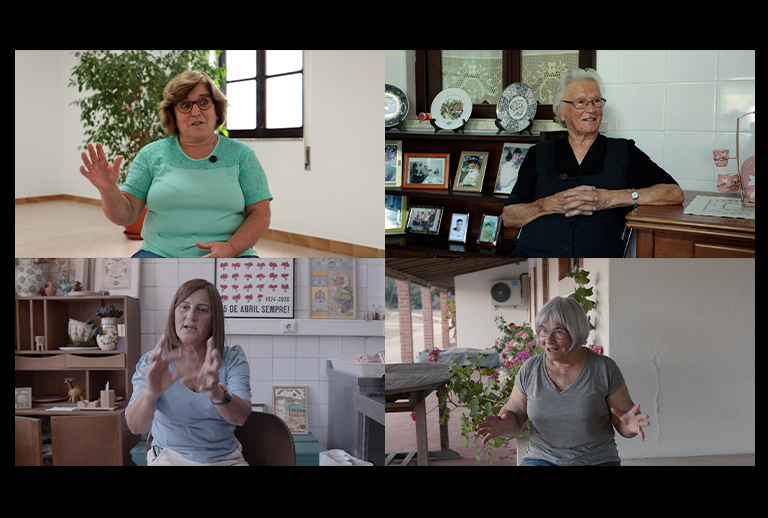 Imagem com quatro frames do documentário.