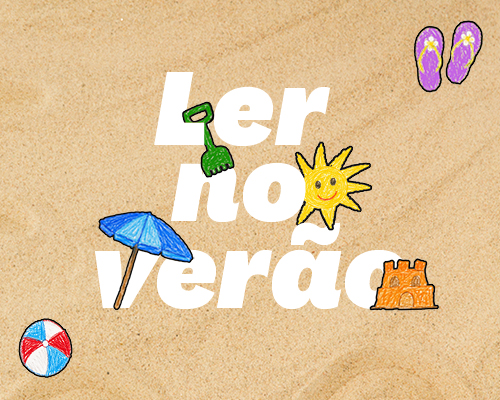 Imagem com texto Ler no verão em fundo de areia